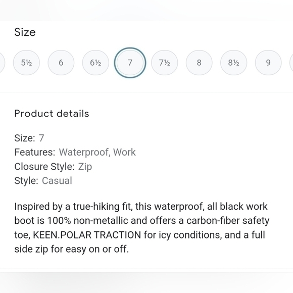 KEEN-  Black Premium Leather waterproof Safety toe Work Boots Comfort Zip Sz.7 - Picture 5 of 7